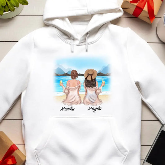 Personalizowana bluza kangur dla przyjaciółek "Wakacje na plaży"