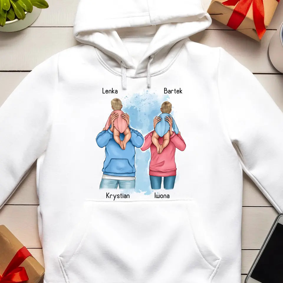 Bluza kangur dla Rodziny "Mama i Tata z Dziećmi na rękach"