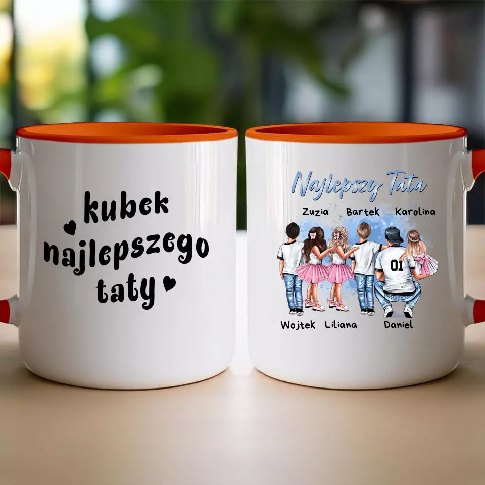 Kubek na Dzień Ojca "Najlepszy Tata", 1-5 dzieci, z imionami