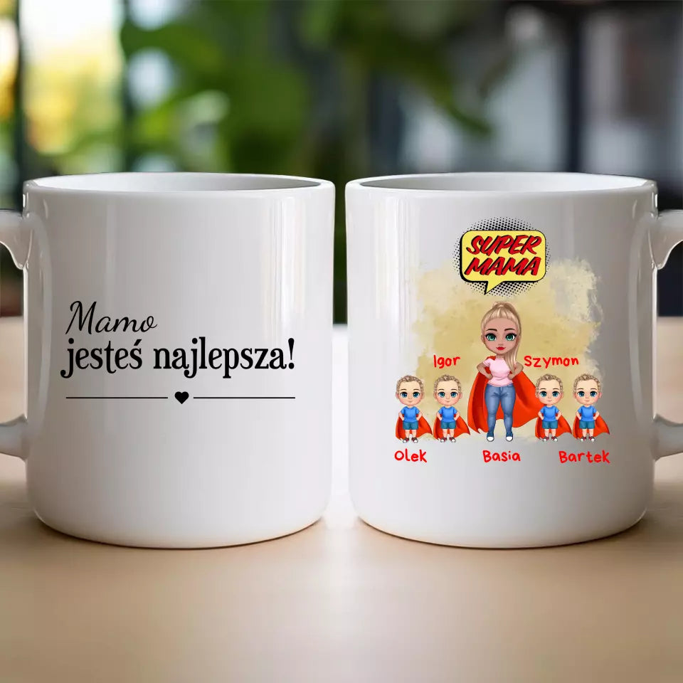 Kubek na Dzień Matki "Mama Superbohaterka", 1-4 dzieci