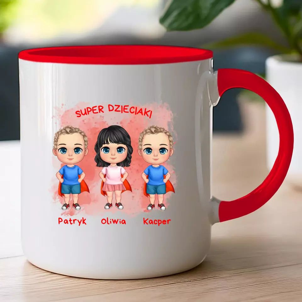 Personalizowany kubek na Dzień Dziecka "Super Dzieciaki", 1-3 osoby