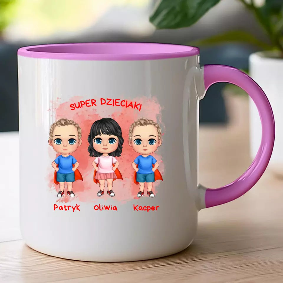 Personalizowany kubek na Dzień Dziecka "Super Dzieciaki", 1-3 osoby