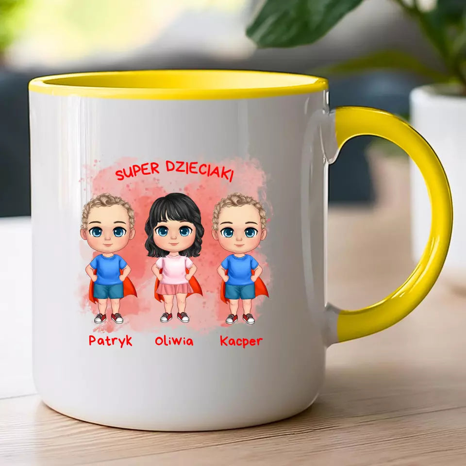 Personalizowany kubek na Dzień Dziecka "Super Dzieciaki", 1-3 osoby