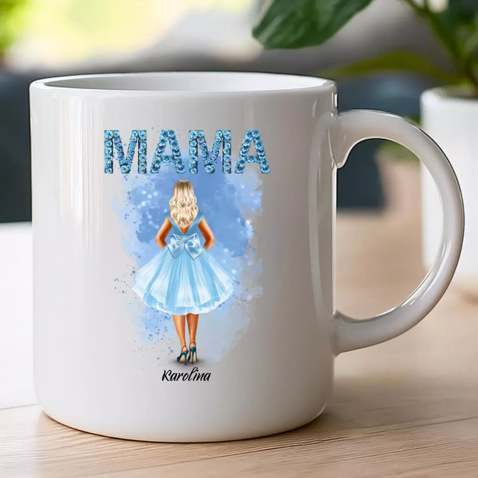 Personalizowany kubek na Dzień Matki "Mama w sukience", z imieniem