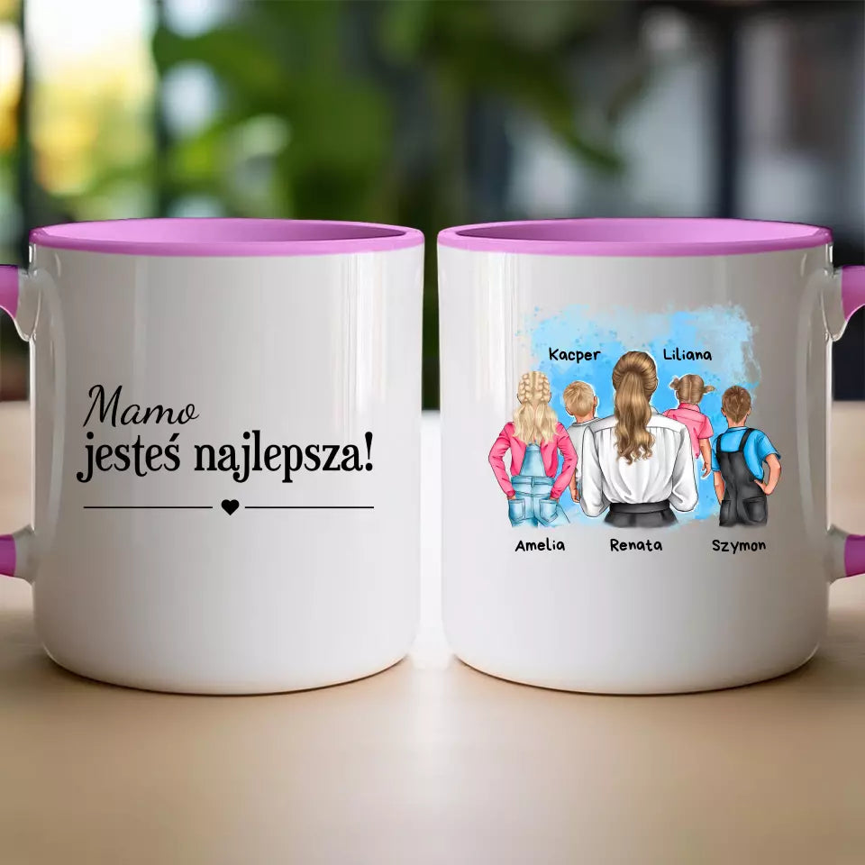 Personalizowany kubek dla Mamy "Mama i dzieci", 2-5 osób