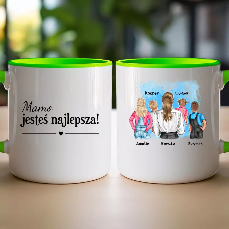 Personalizowany kubek dla Mamy "Mama i dzieci", 2-5 osób