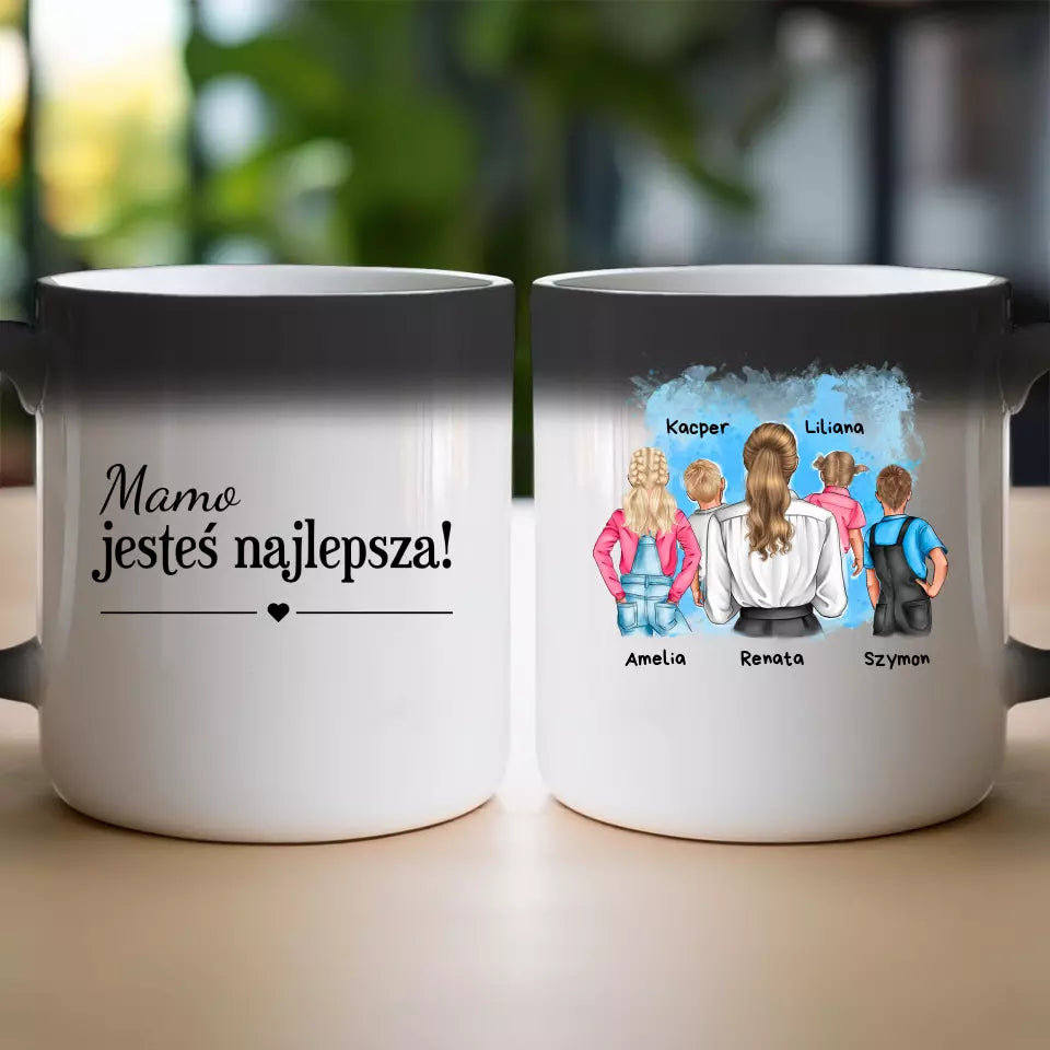 Personalizowany kubek dla Mamy "Mama i dzieci", 2-5 osób