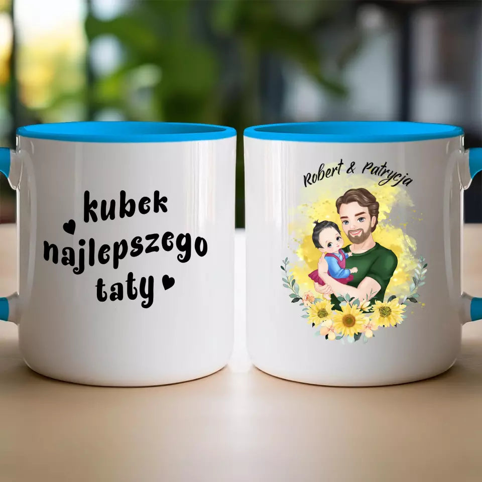 Kubek personalizowany na Dzień Ojca "Tata z dzieckiem na rękach"