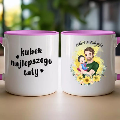 Kubek personalizowany na Dzień Ojca "Tata z dzieckiem na rękach"