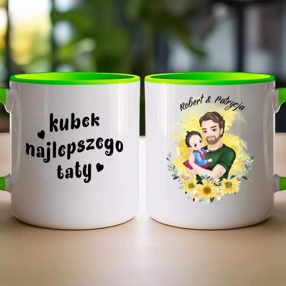 Kubek personalizowany na Dzień Ojca "Tata z dzieckiem na rękach"