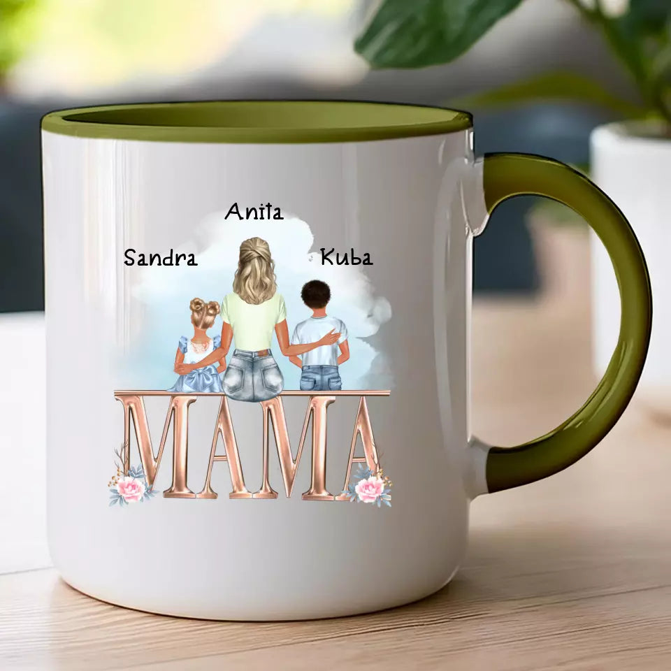 Personalizowany kubek na Dzień Matki "Mama z dziećmi", 1-6 dzieci