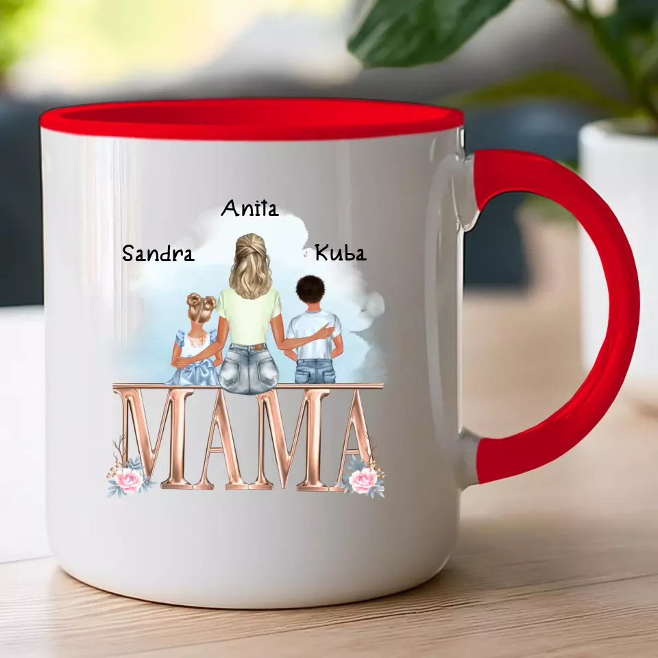 Personalizowany kubek na Dzień Matki "Mama z dziećmi", 1-6 dzieci