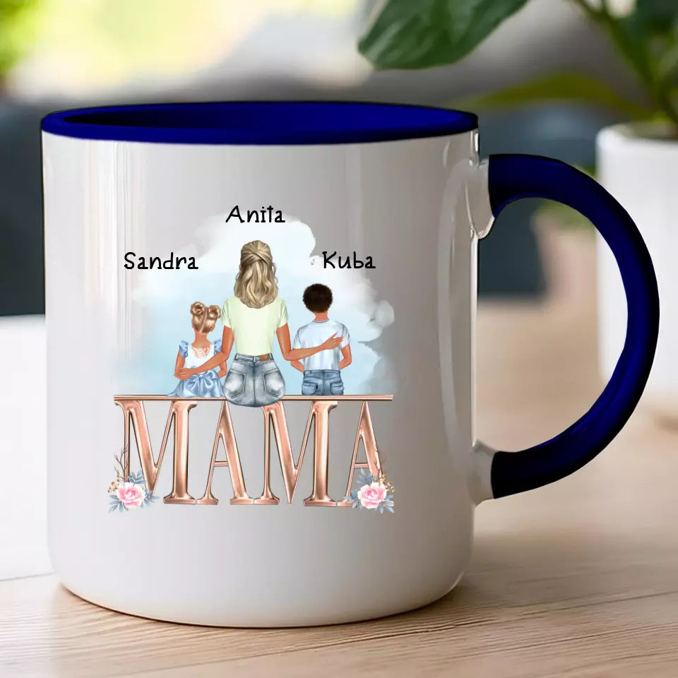 Personalizowany kubek na Dzień Matki "Mama z dziećmi", 1-6 dzieci