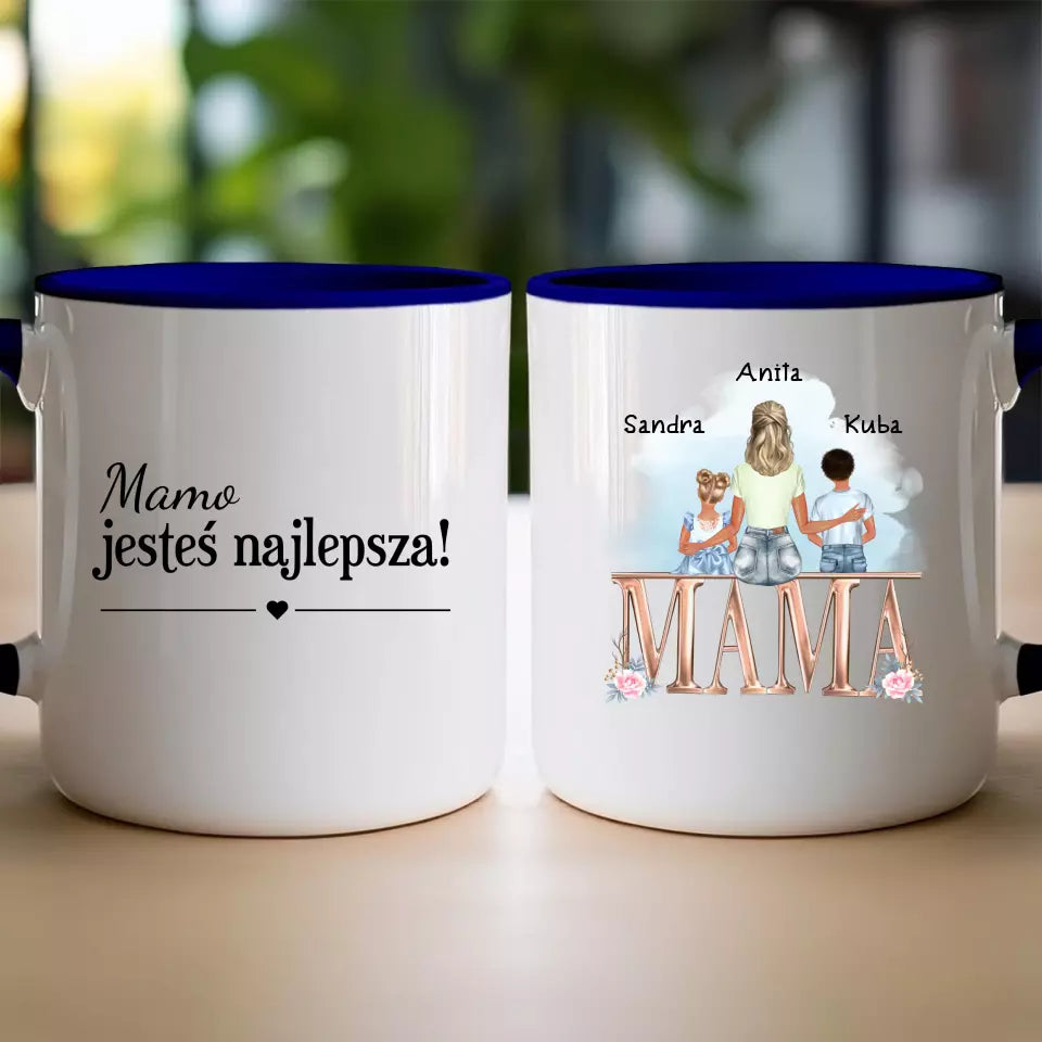 Personalizowany kubek na Dzień Matki "Mama z dziećmi", 1-6 dzieci