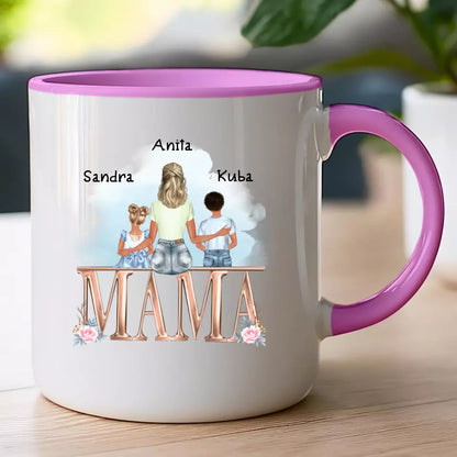 Personalizowany kubek na Dzień Matki "Mama z dziećmi", 1-6 dzieci