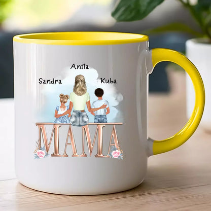 Personalizowany kubek na Dzień Matki "Mama z dziećmi", 1-6 dzieci