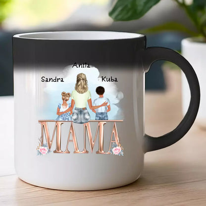 Personalizowany kubek na Dzień Matki "Mama z dziećmi", 1-6 dzieci