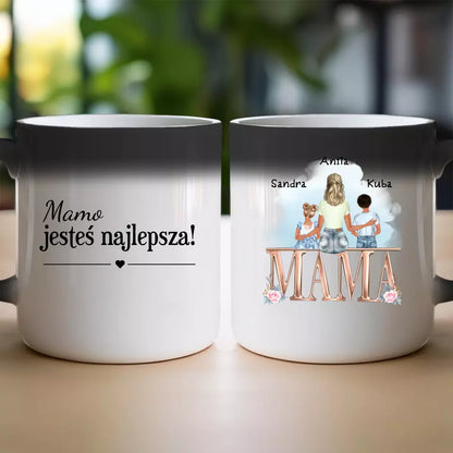 Personalizowany kubek na Dzień Matki "Mama z dziećmi", 1-6 dzieci