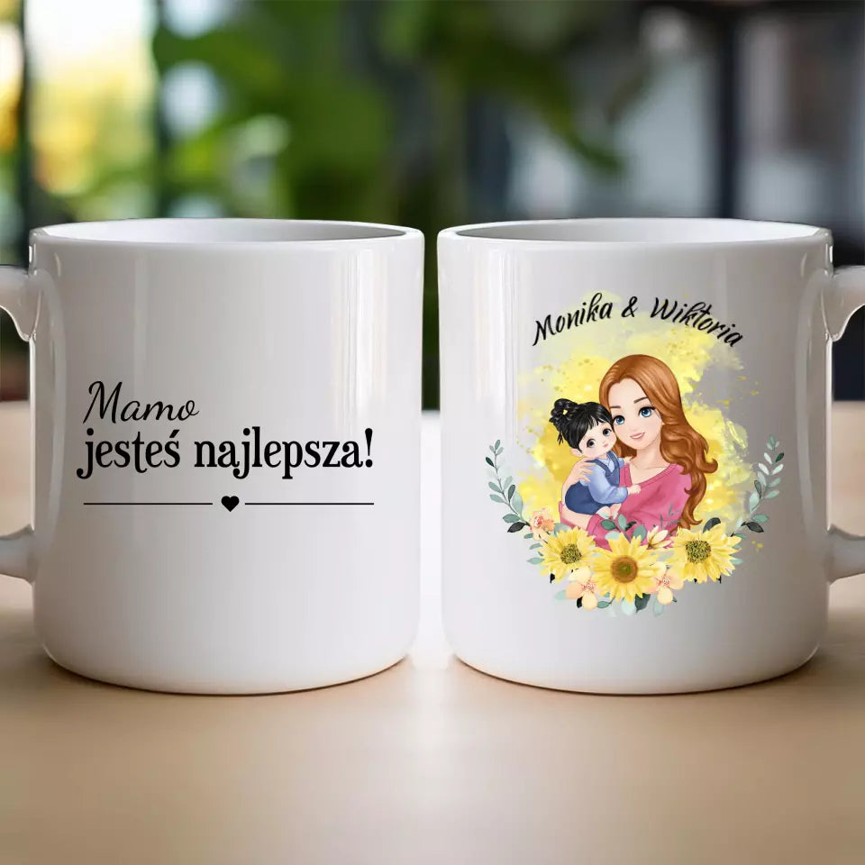 Kubek personalizowany na Dzień Matki "Mama z dzieckiem na rękach"