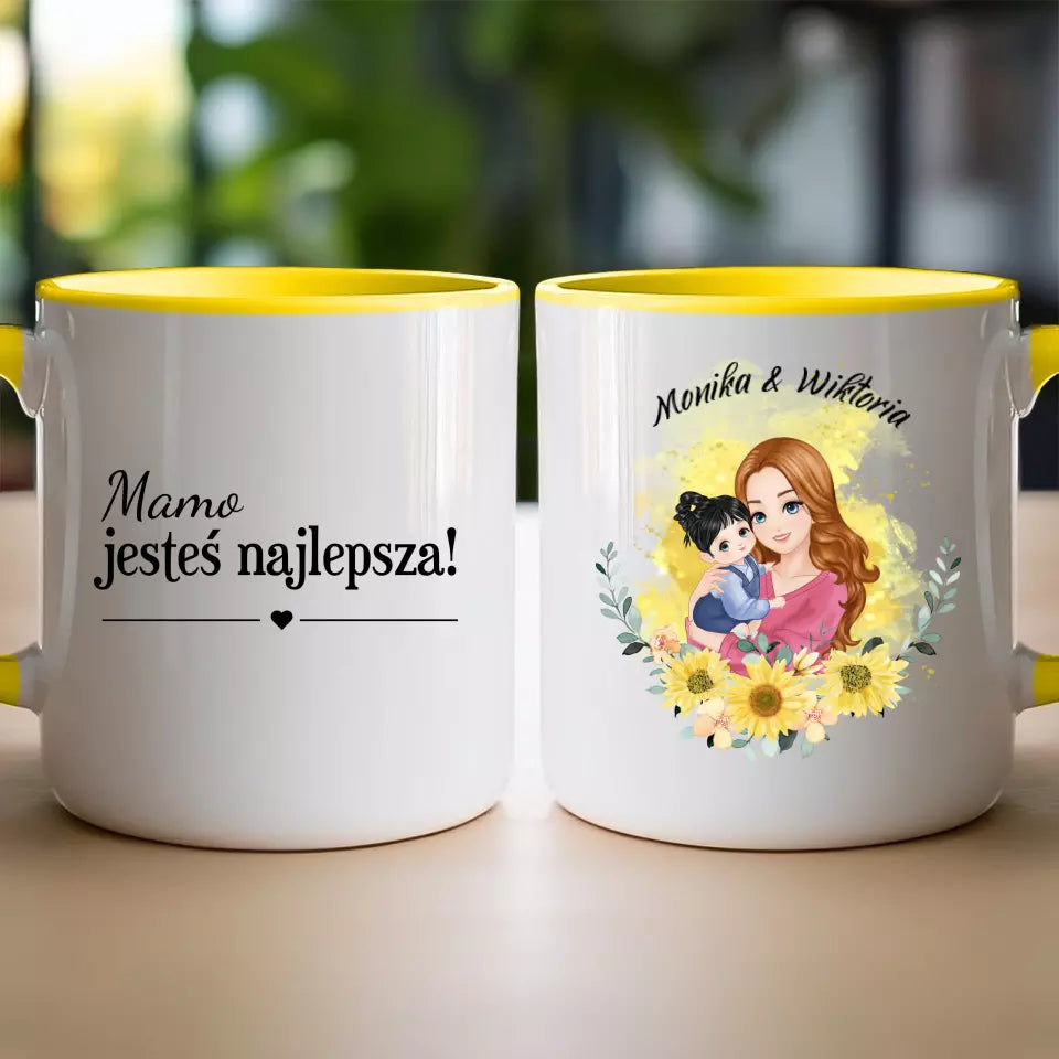 Kubek personalizowany na Dzień Matki "Mama z dzieckiem na rękach"