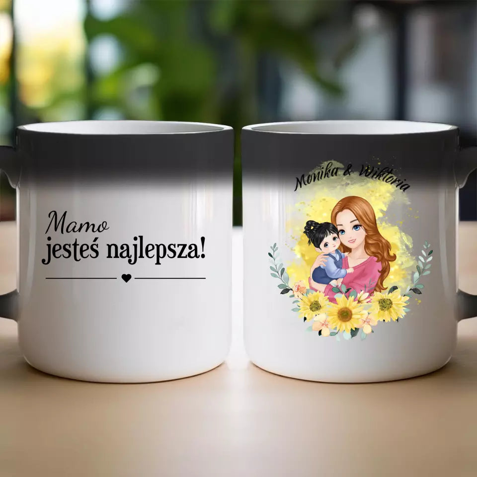 Kubek personalizowany na Dzień Matki "Mama z dzieckiem na rękach"