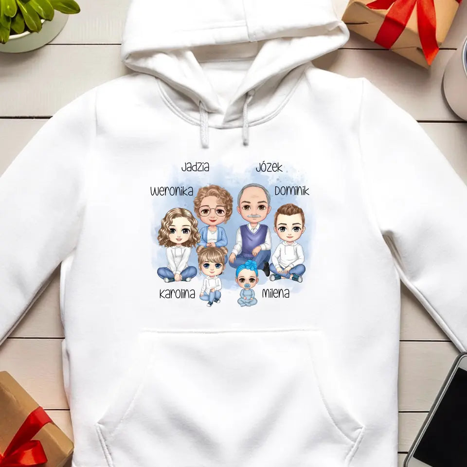 Personalizowana bluza kangur na Dzień Dziadka, Dzień Babci "Dziadkowie z wnukami", 1-4 dzieci