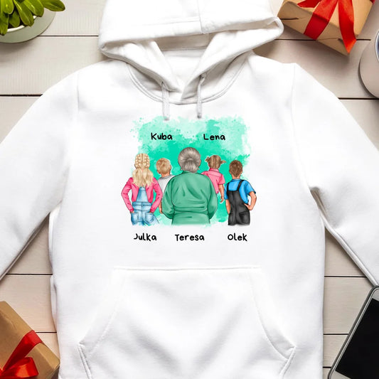 Bluza kangur personalizowana dla Babci "Babcia z wnukami, 2-5 osób