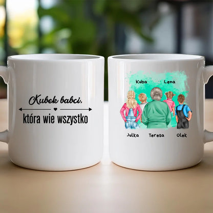 Kubek personalizowany dla Babci "Babcia z wnukami, 2-5 osób