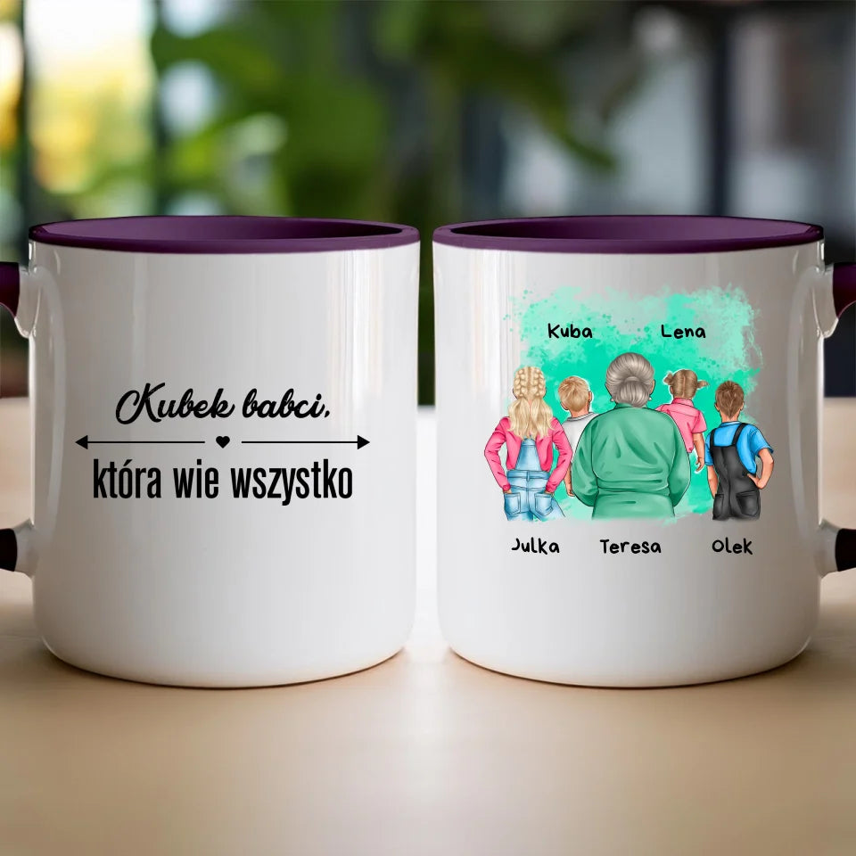 Kubek personalizowany dla Babci "Babcia z wnukami, 2-5 osób