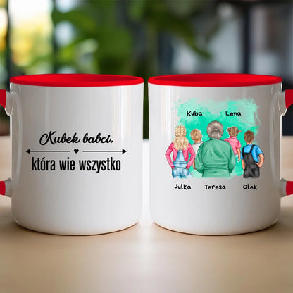 Kubek personalizowany dla Babci "Babcia z wnukami, 2-5 osób