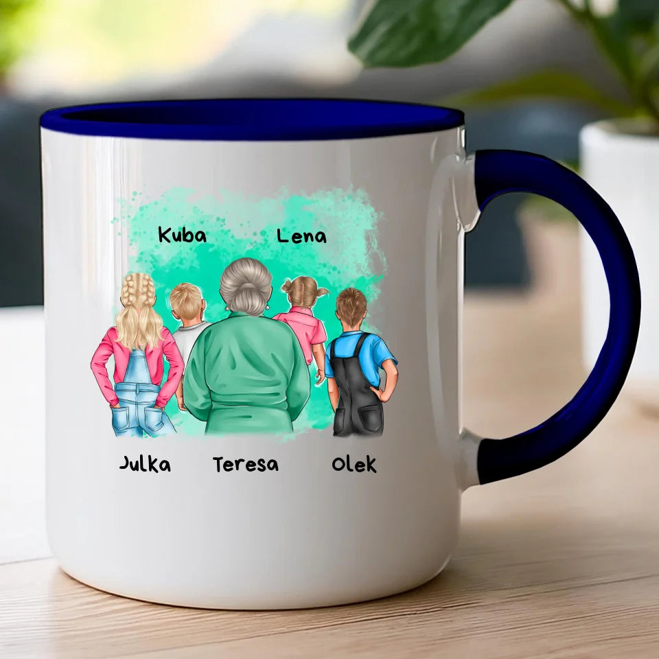 Kubek personalizowany dla Babci "Babcia z wnukami, 2-5 osób