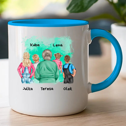 Kubek personalizowany dla Babci "Babcia z wnukami, 2-5 osób