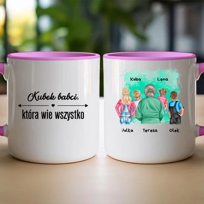 Kubek personalizowany dla Babci "Babcia z wnukami, 2-5 osób