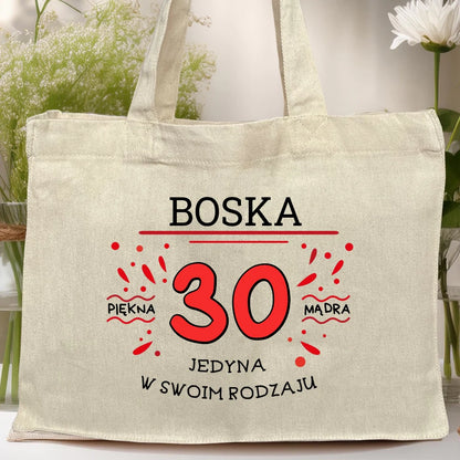 Torba z nadrukiem na Urodziny "Boska 30-tka", personalizowana