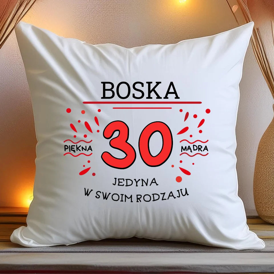 Poduszka na Urodziny "Boska 30-tka", personalizowana