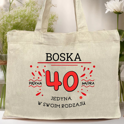 Torba z nadrukiem na Urodziny "Boska 40-tka", personalizowana