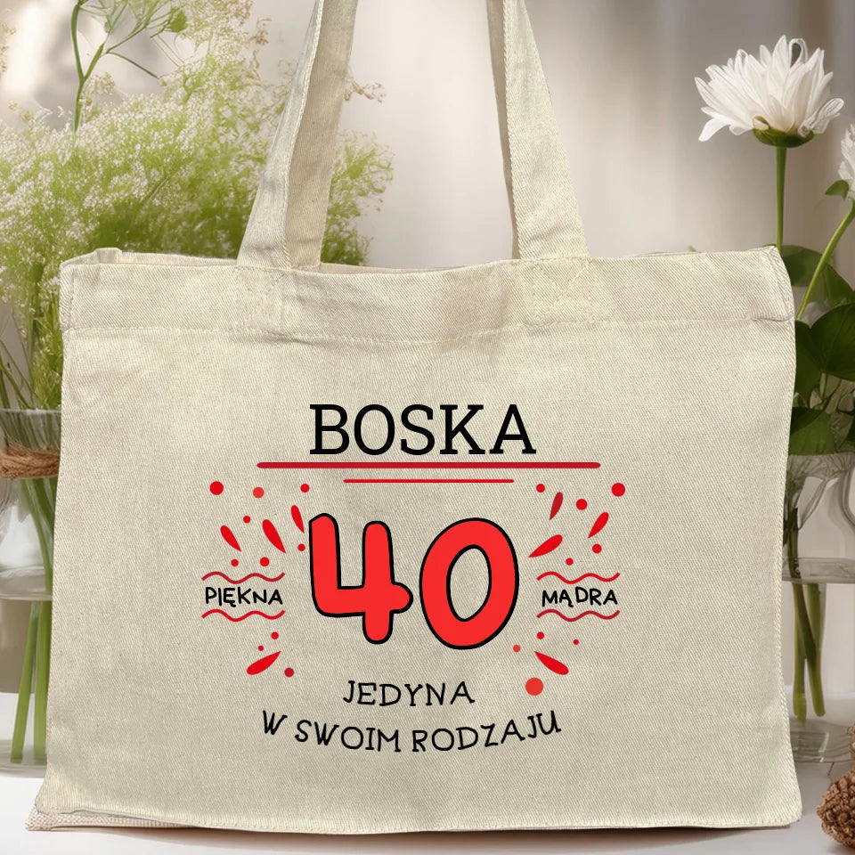 Torba z nadrukiem na Urodziny "Boska 40-tka", personalizowana