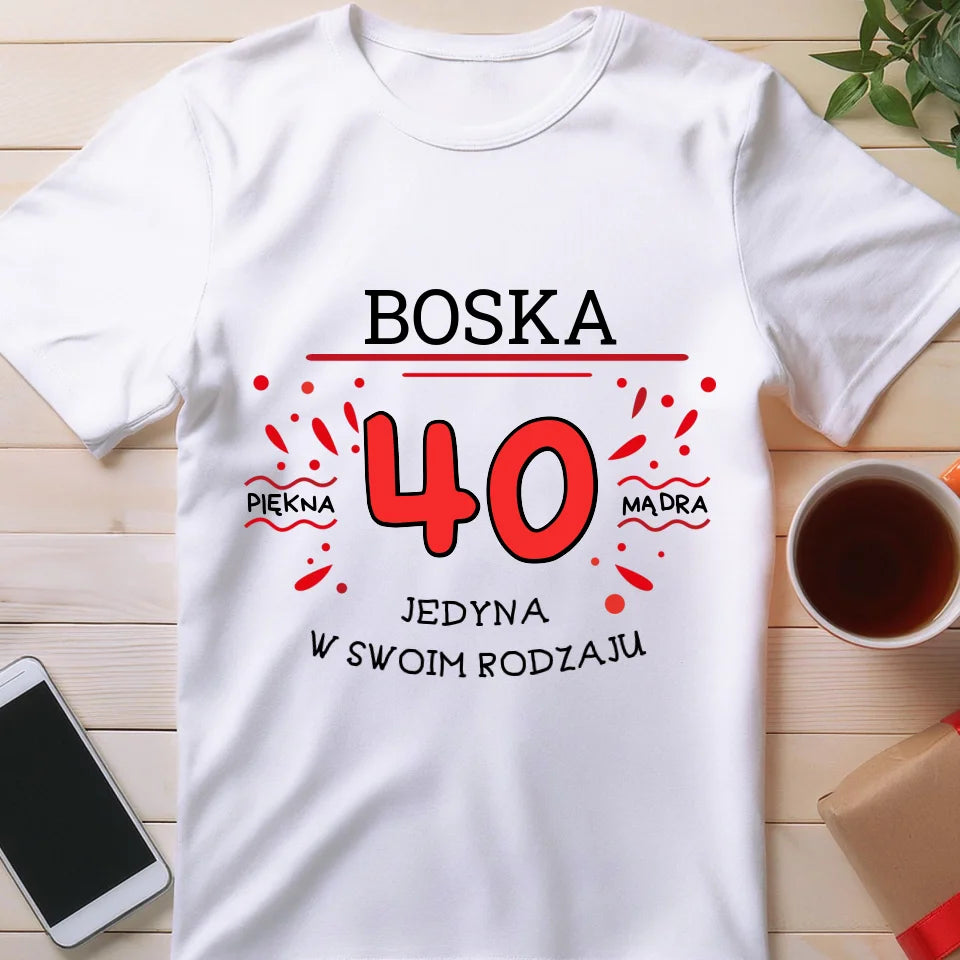 Koszulka na Urodziny "Boska 40-tka", personalizowana