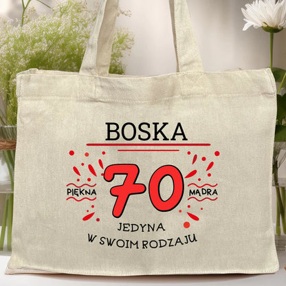 Torba z nadrukiem na Urodziny "Boska 70-tka", personalizowana