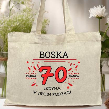 Torba z nadrukiem na Urodziny "Boska 70-tka", personalizowana