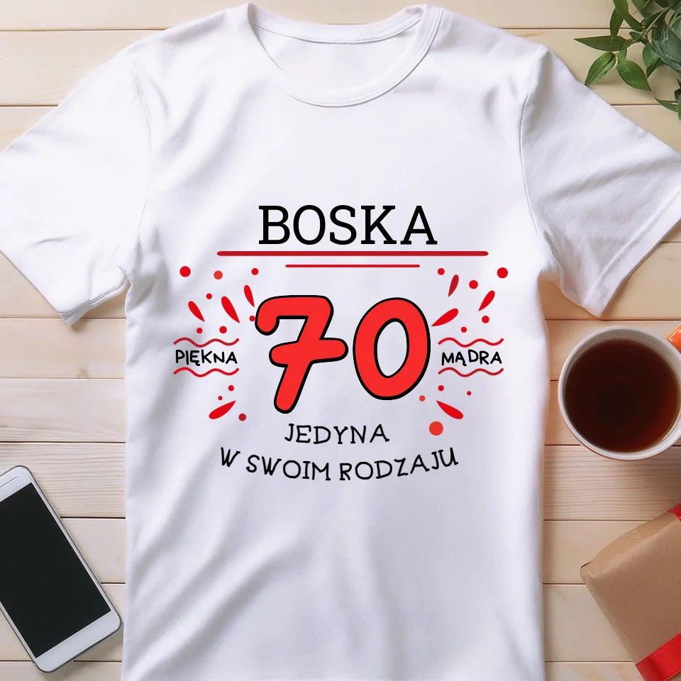 Koszulka na Urodziny "Boska 70-tka", personalizowana