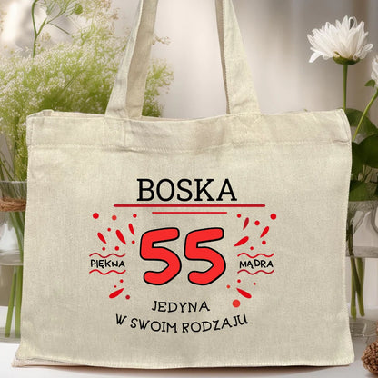 Torba z nadrukiem na Urodziny "Boska 55-tka", personalizowana