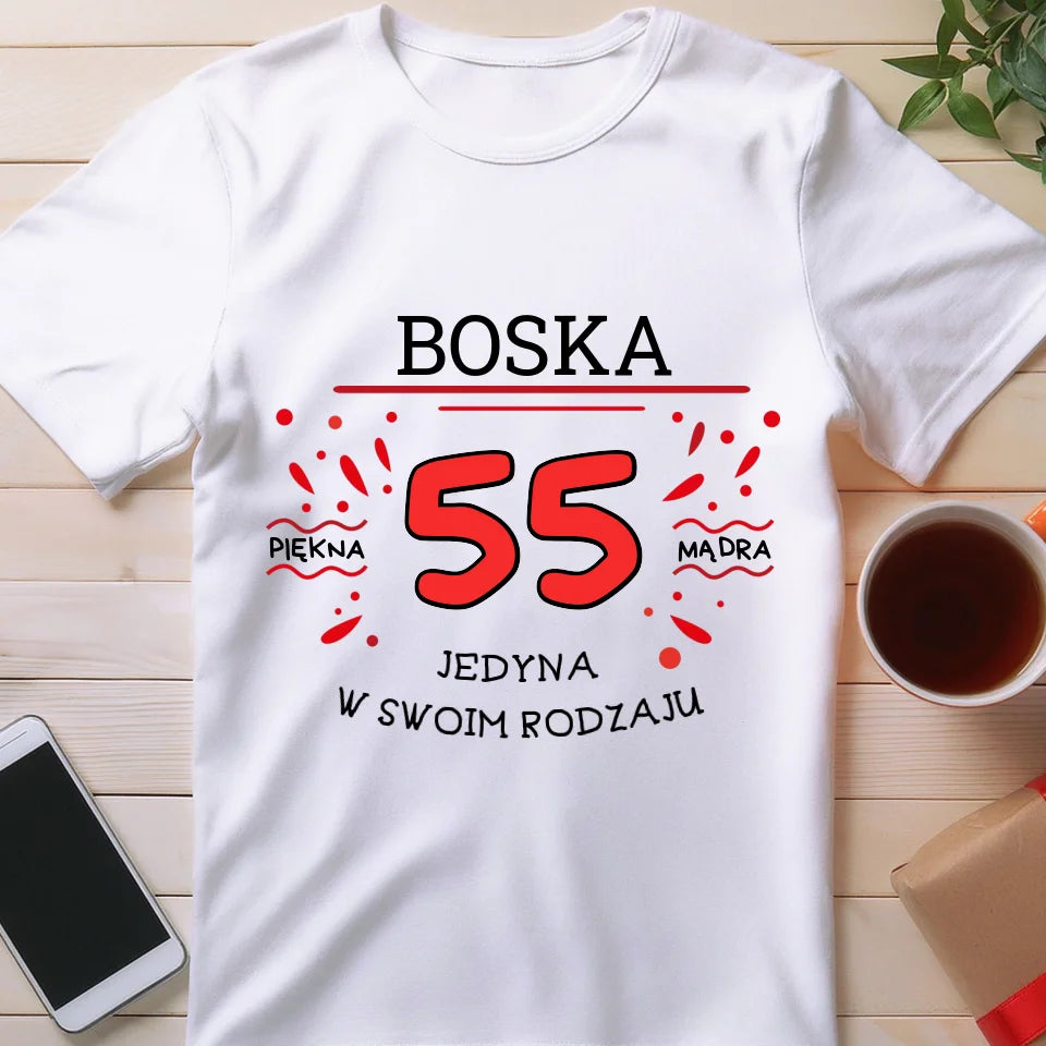 Koszulka na Urodziny "Boska 55-tka", personalizowana