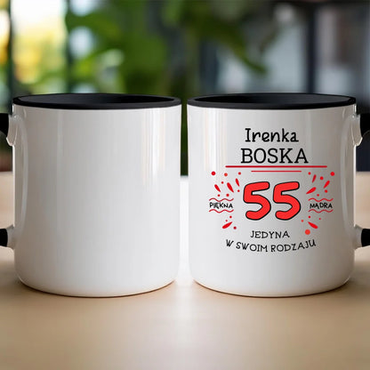 Kubek na Urodziny "Boska 55-tka", personalizowana