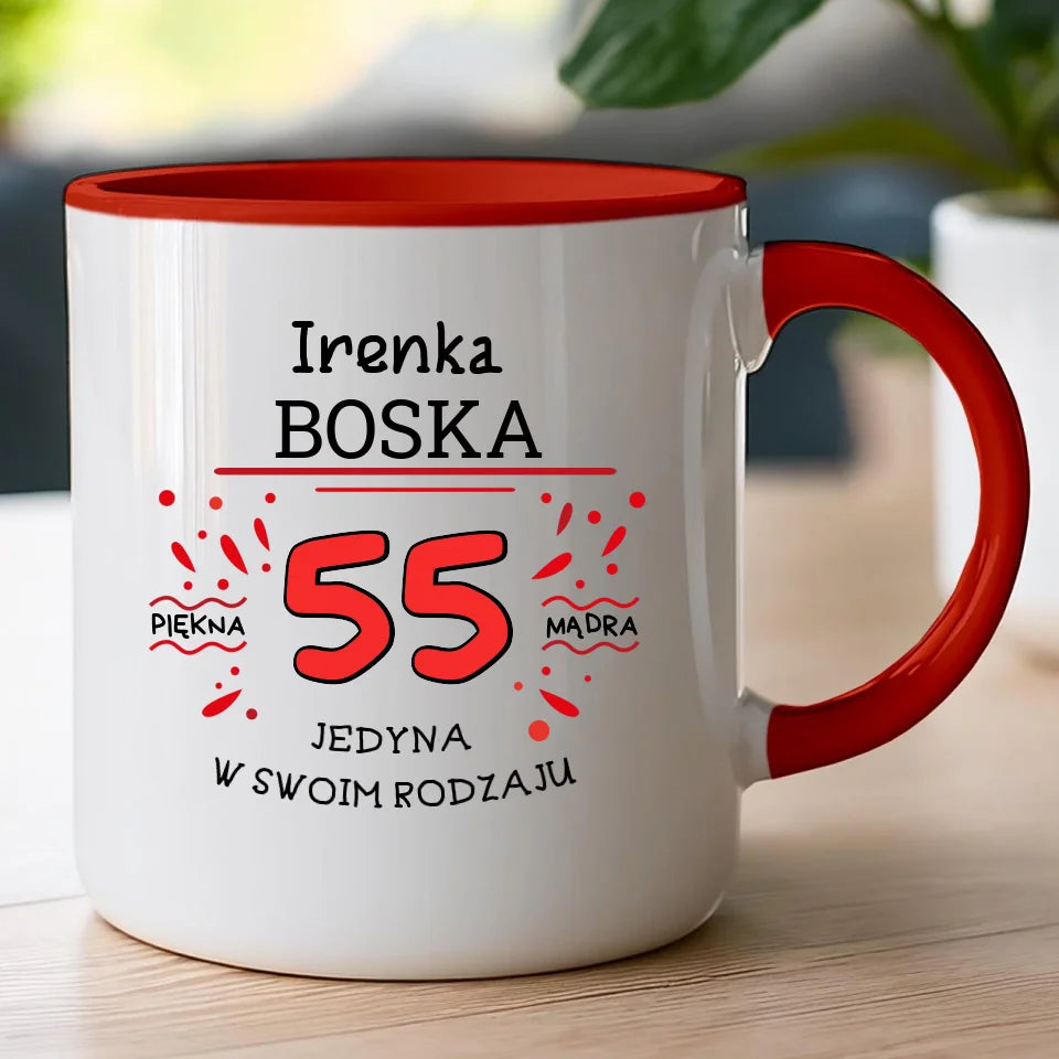 Kubek na Urodziny "Boska 55-tka", personalizowana