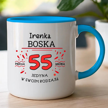 Kubek na Urodziny "Boska 55-tka", personalizowana