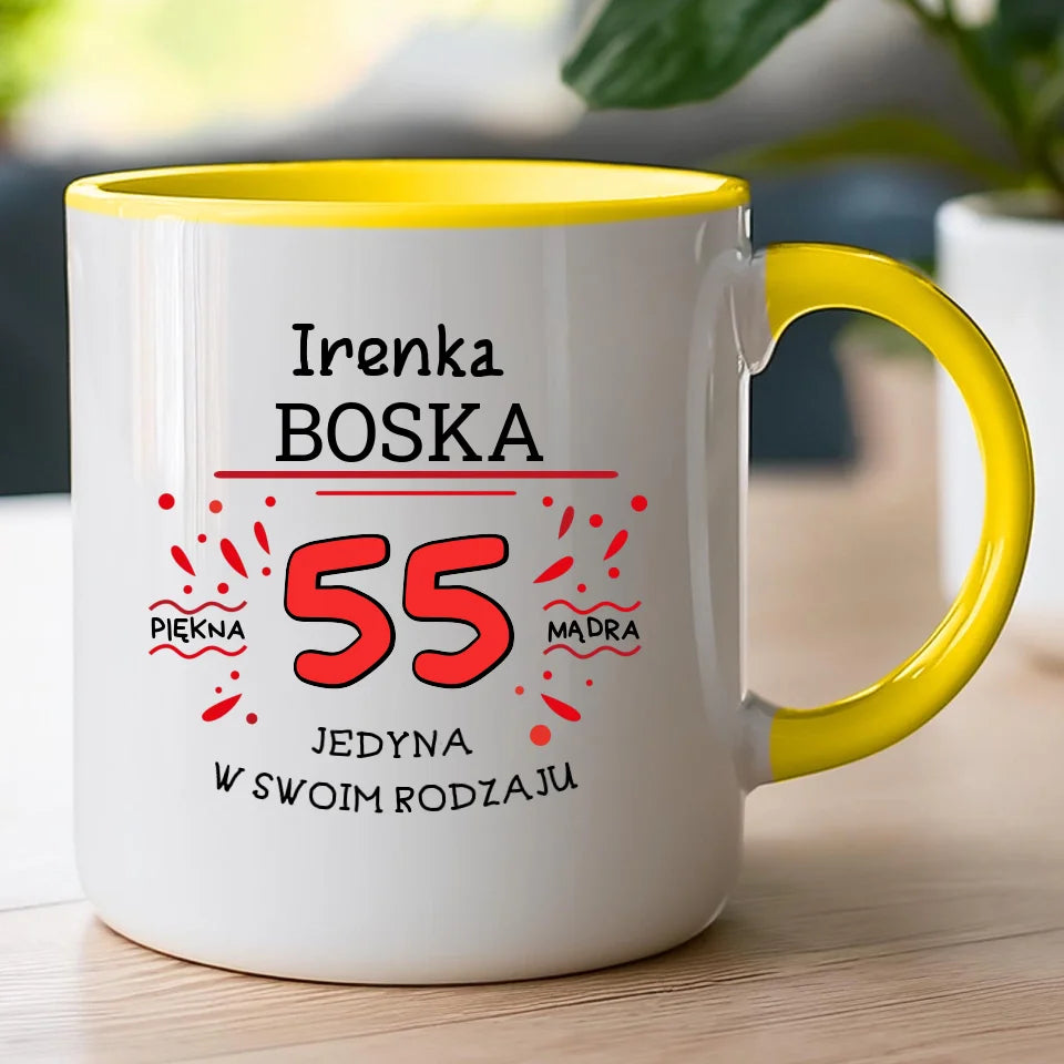 Kubek na Urodziny "Boska 55-tka", personalizowana