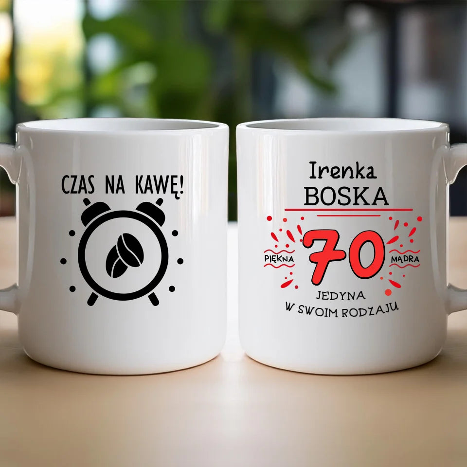 Kubek na Urodziny "Boska 70-tka", personalizowana