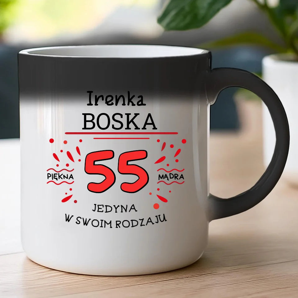 Kubek na Urodziny "Boska 55-tka", personalizowana