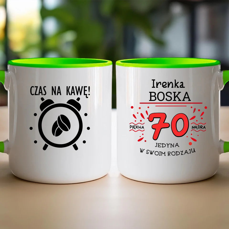 Kubek na Urodziny "Boska 70-tka", personalizowana